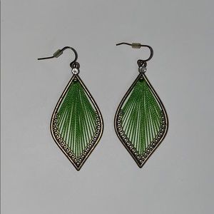 Green threaded earrings